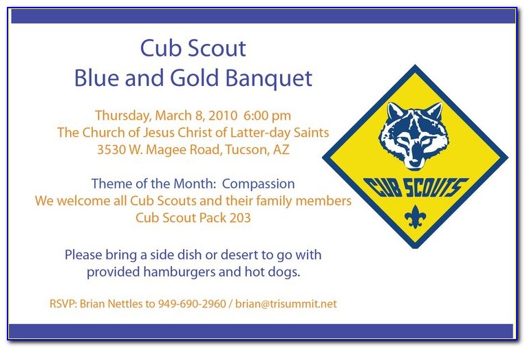 Cub Scout Blue And Gold Invitation Templates