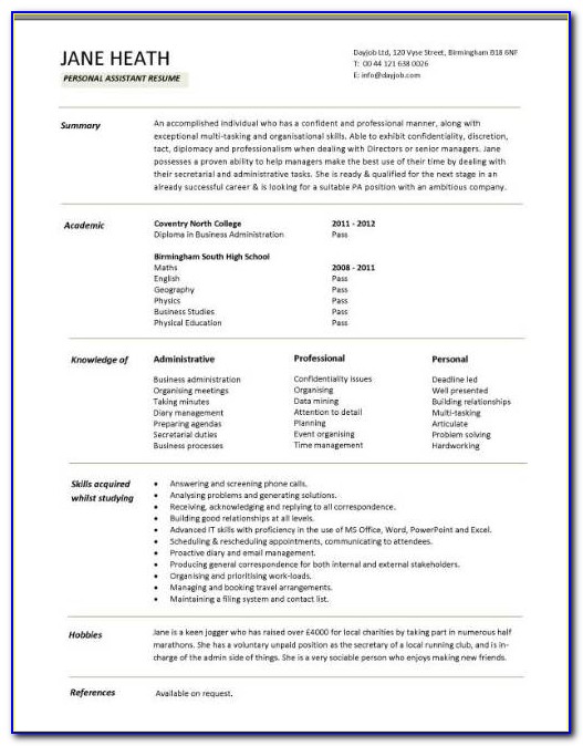 Curriculum Vitae Format For Civil Engineering Students