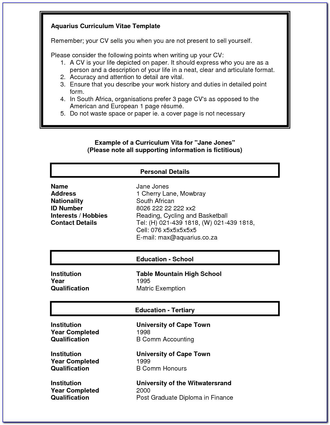 cv-template-for-student-south-africa-qwlearn-riset