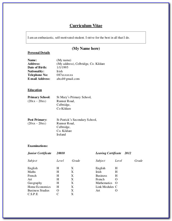 Curriculum Vitae Resume Format Download