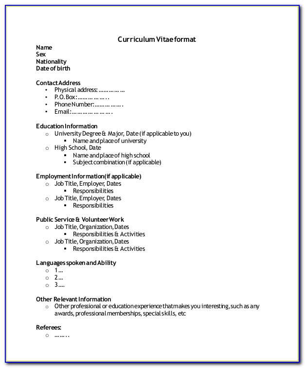 Curriculum Vitae Samples For Engineering Students