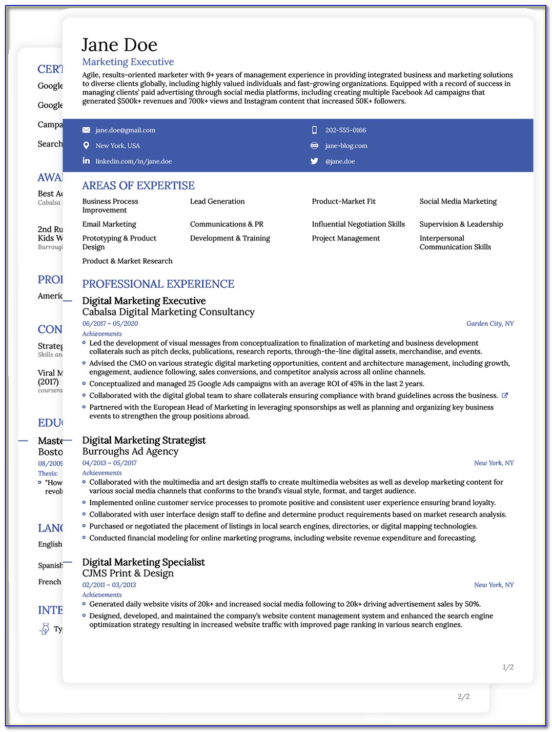 Curriculum Vitae Templates For Mac Pages