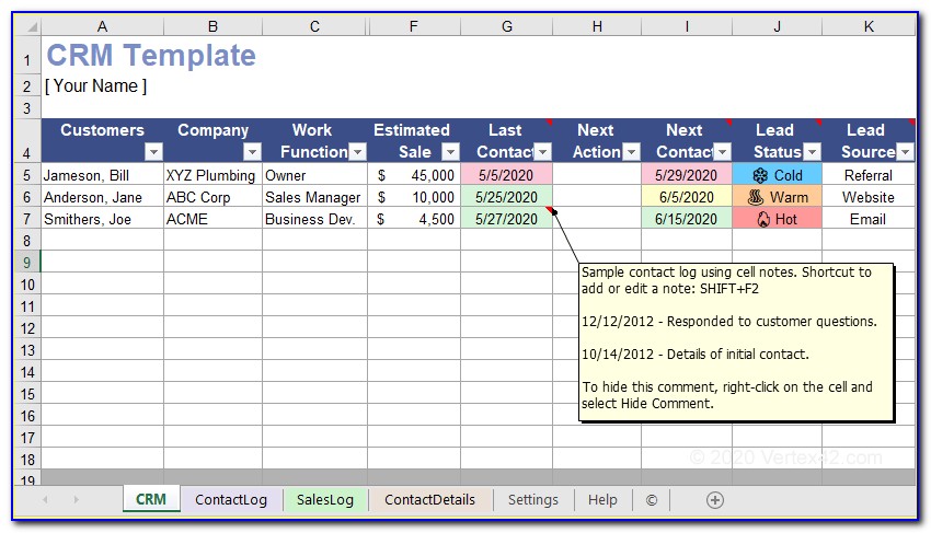 Customer Information Database Excel Template