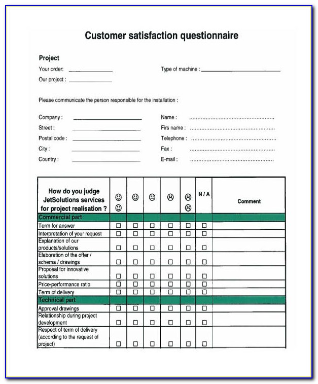 Customer Satisfaction Questionnaire Sample Pdf
