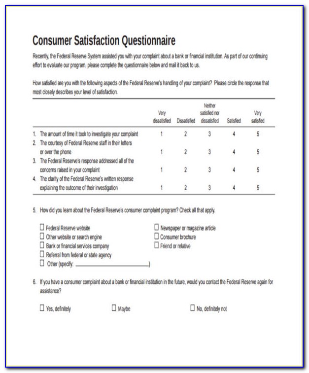 Customer Satisfaction Survey Template Word Format