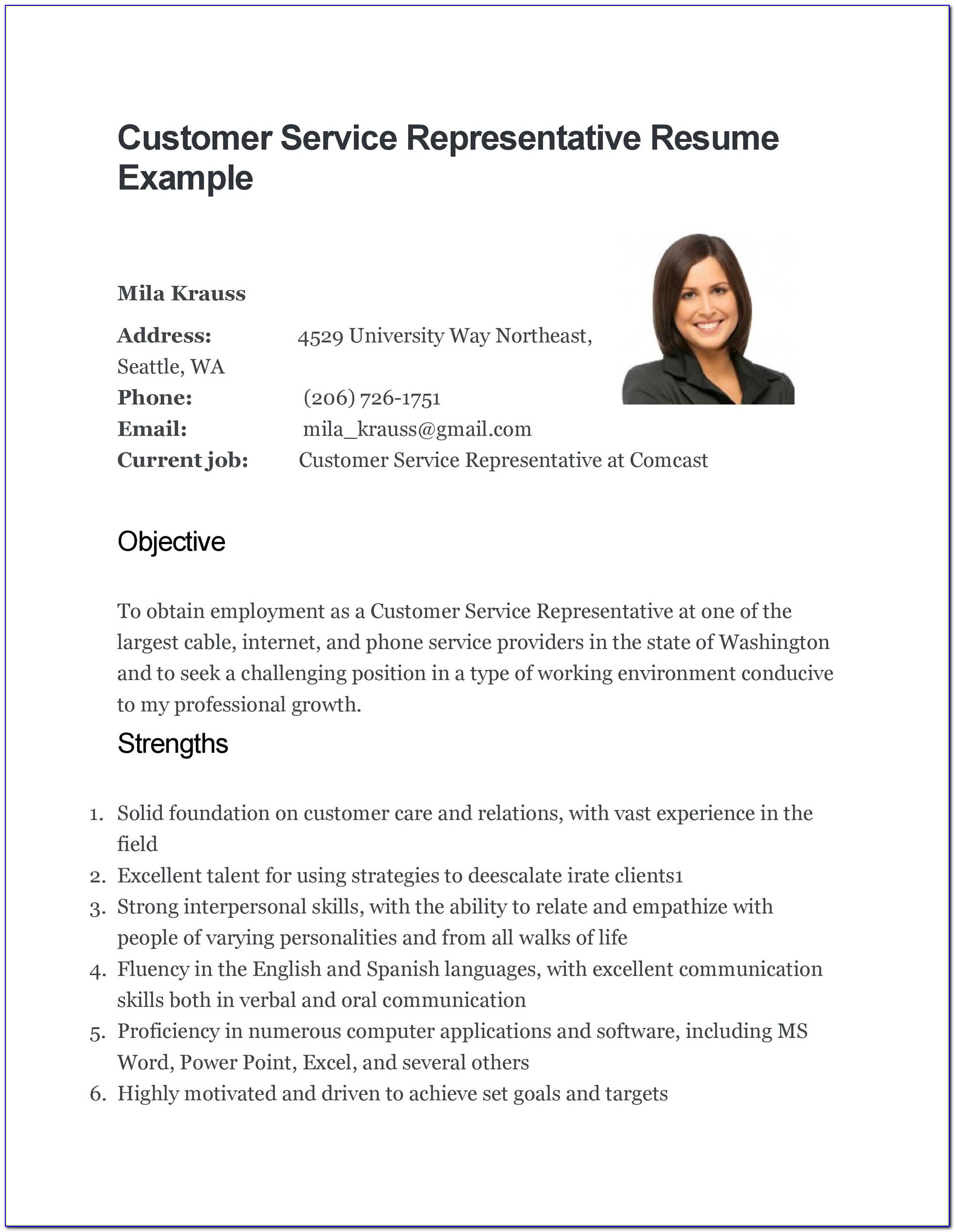 Customer Service Resume Template Download
