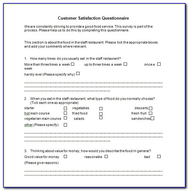 Customer Service Satisfaction Survey Sample Questions