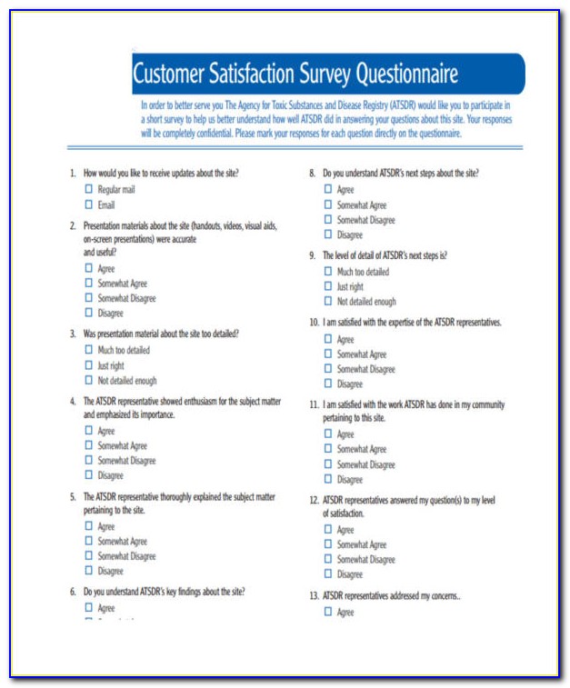 Customer Survey Questionnaire Pdf
