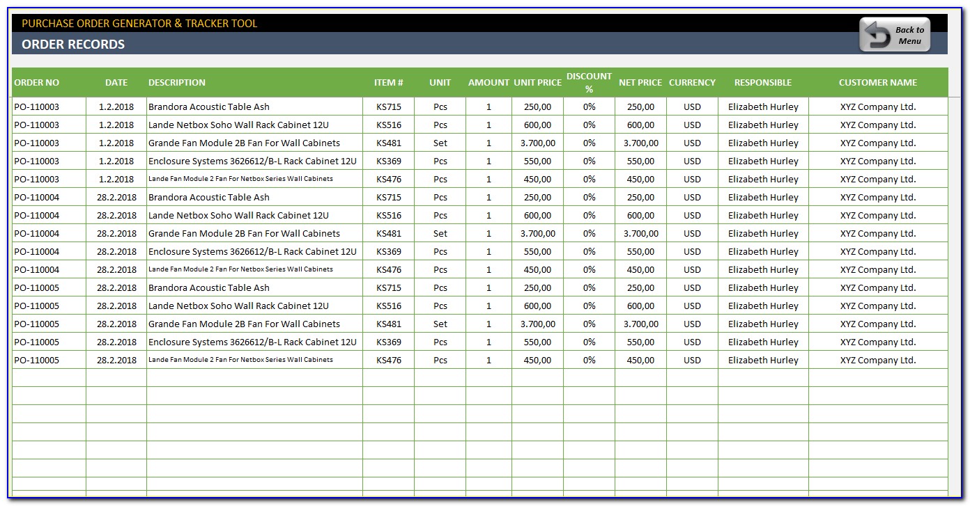 Customer Tracker Excel Template