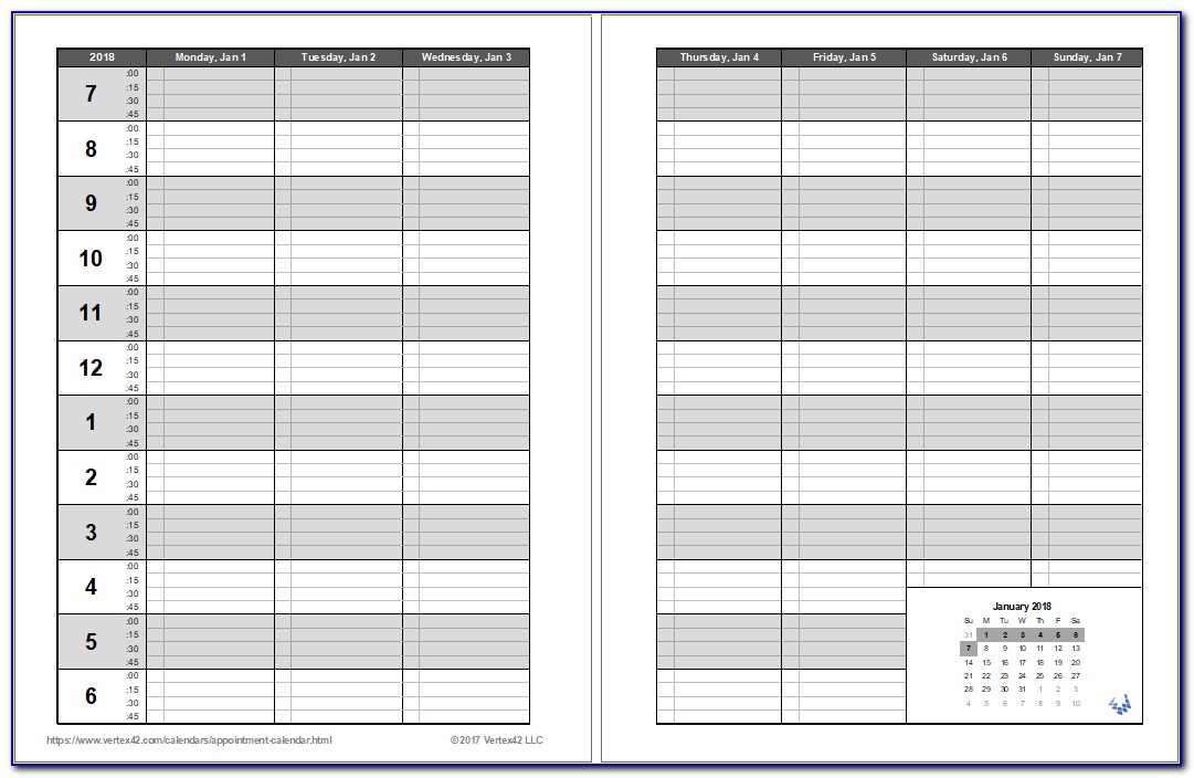 Daily Appointment Book 2018 Printable