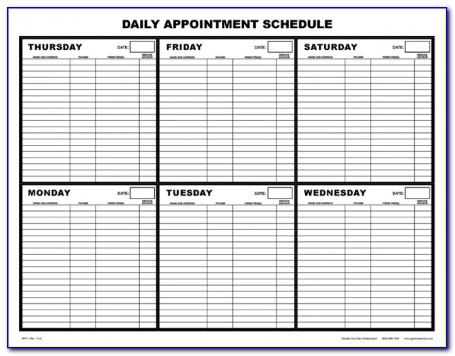 Daily Appointment Calendar Template 2018