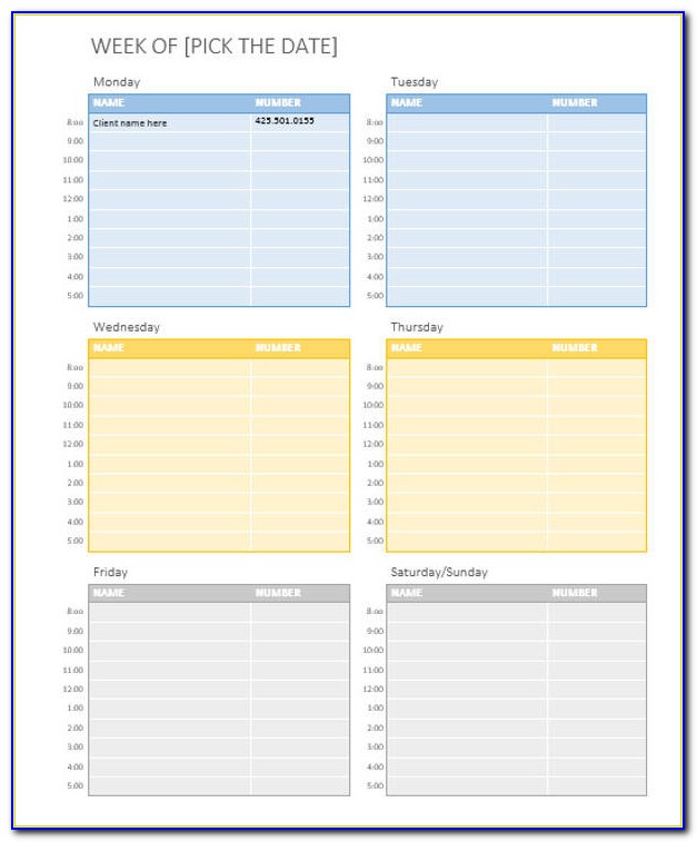 Daily Appointment Calendar Template Free
