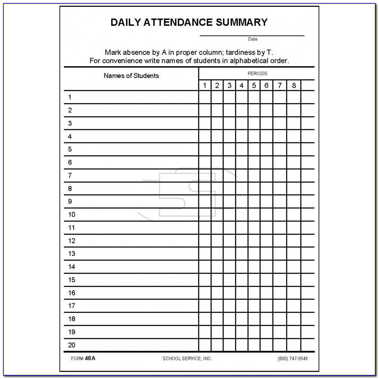 Daily Attendance Record Form 3683