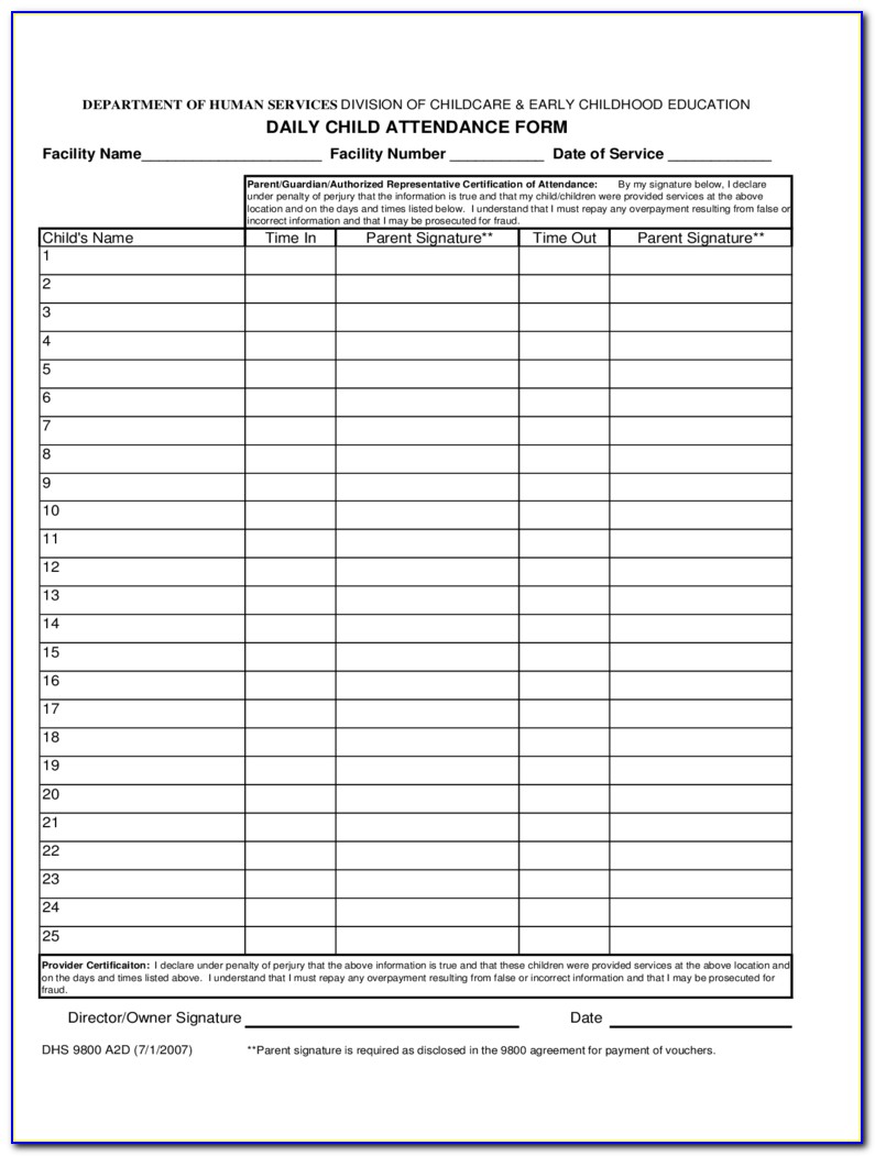 Daily Attendance Record Sheet Excel For Employees