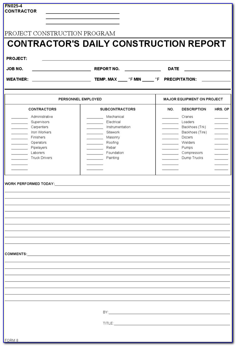 Daily Construction Log Template Free