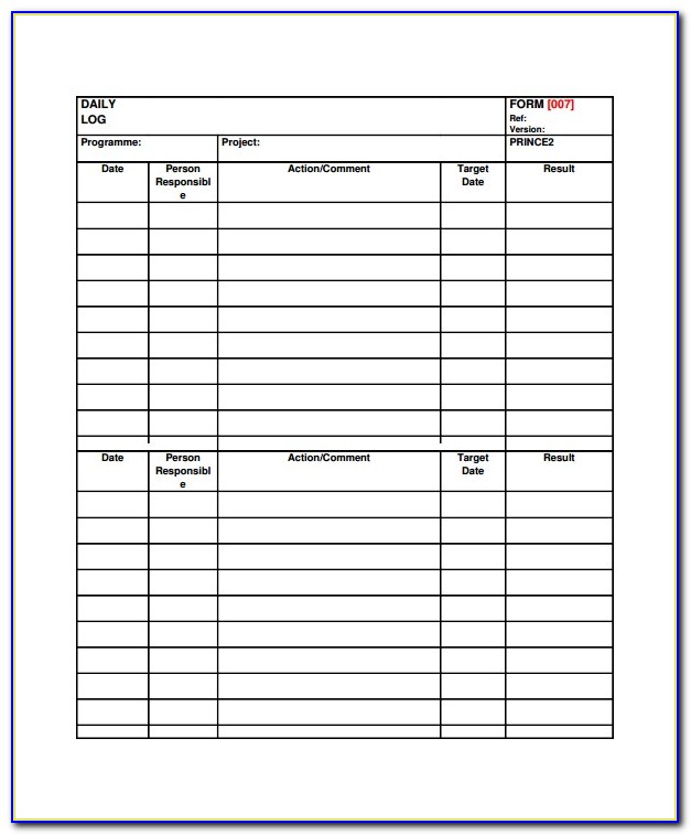 Daily Construction Work Log Template