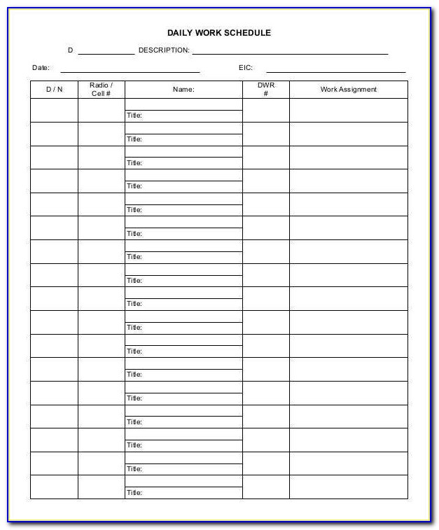 Daily Work Plan Template Word