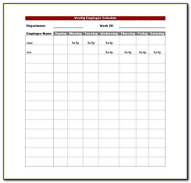 Daily Work Schedule Template Doc