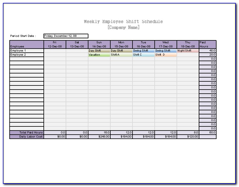 Daily Work Sheet Format In Excel