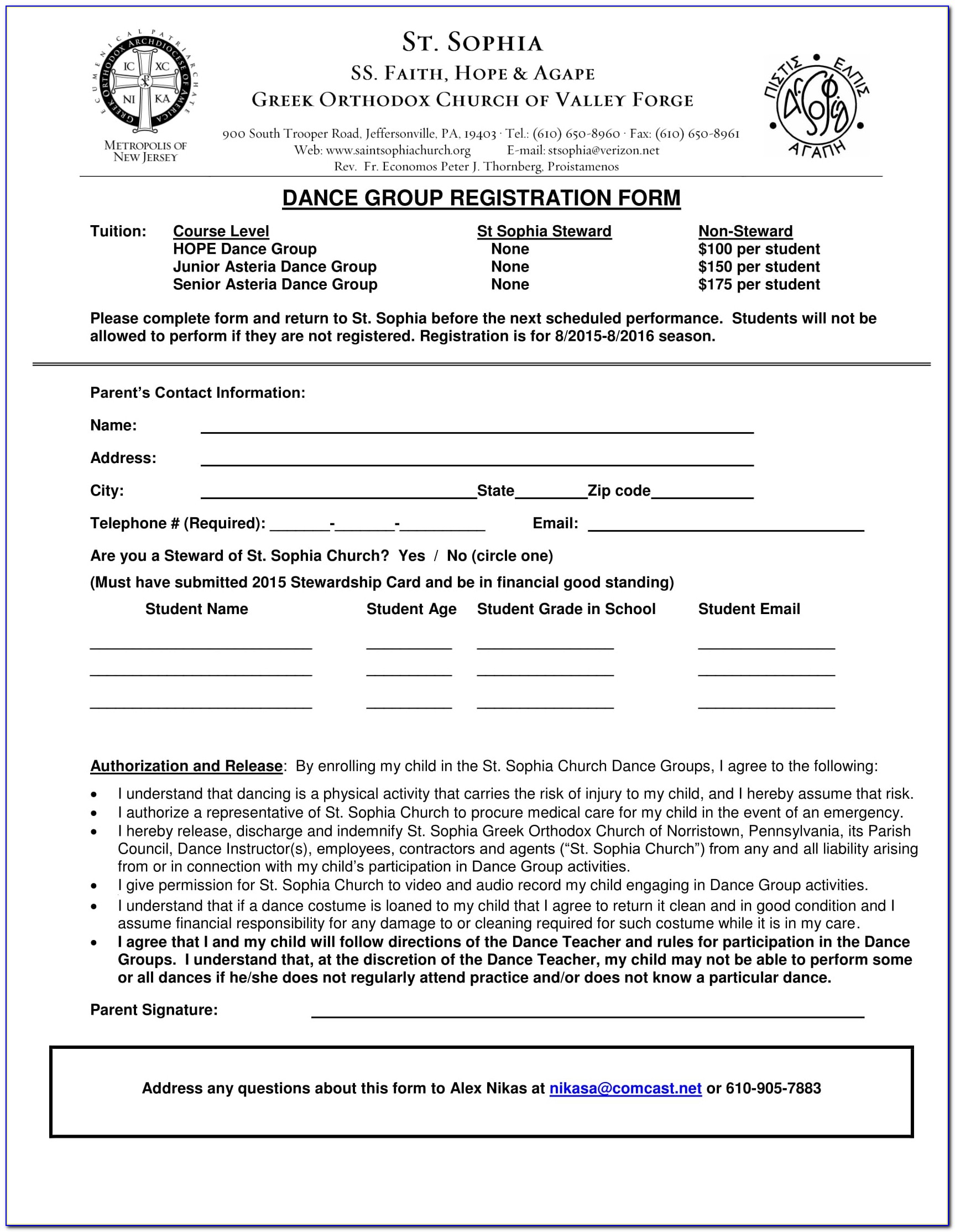 Dance Company Contract Example