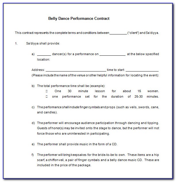 Dance Company Contract Template