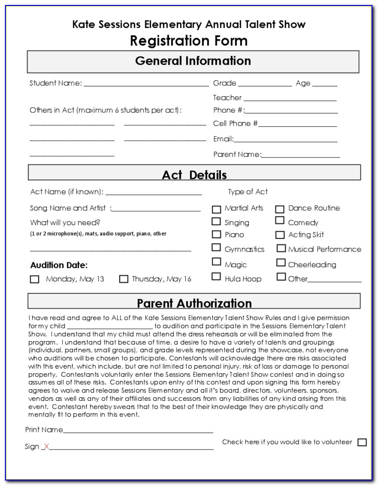 Dance Competition Entry Form Template