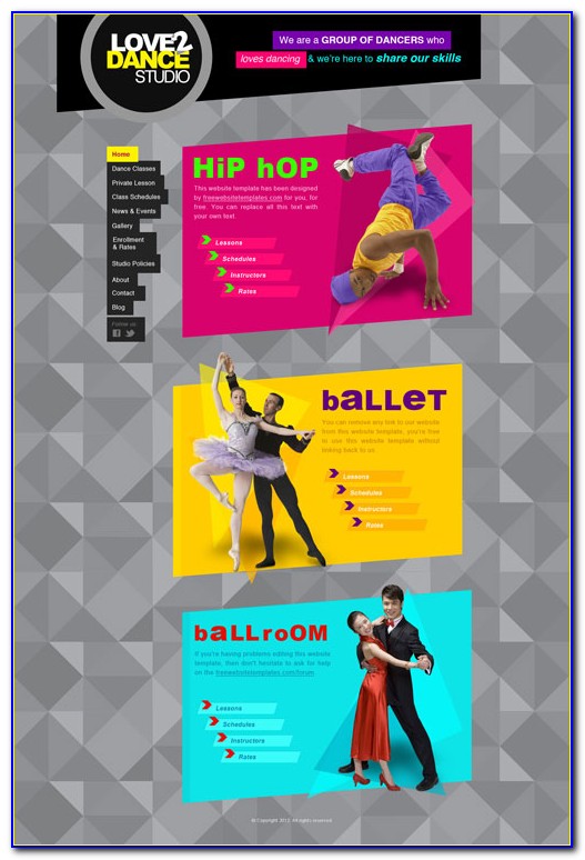 Dance Studio Website Templates Free