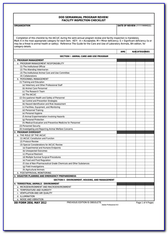 Data Center Checklist Form