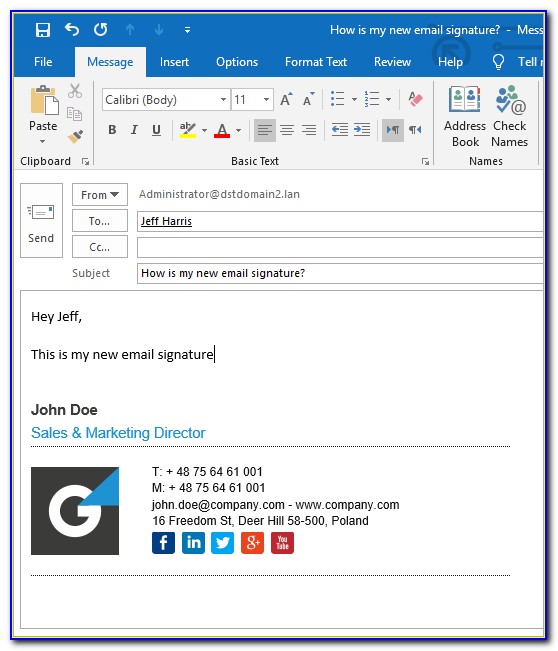 Email Signature Template Outlook 2016