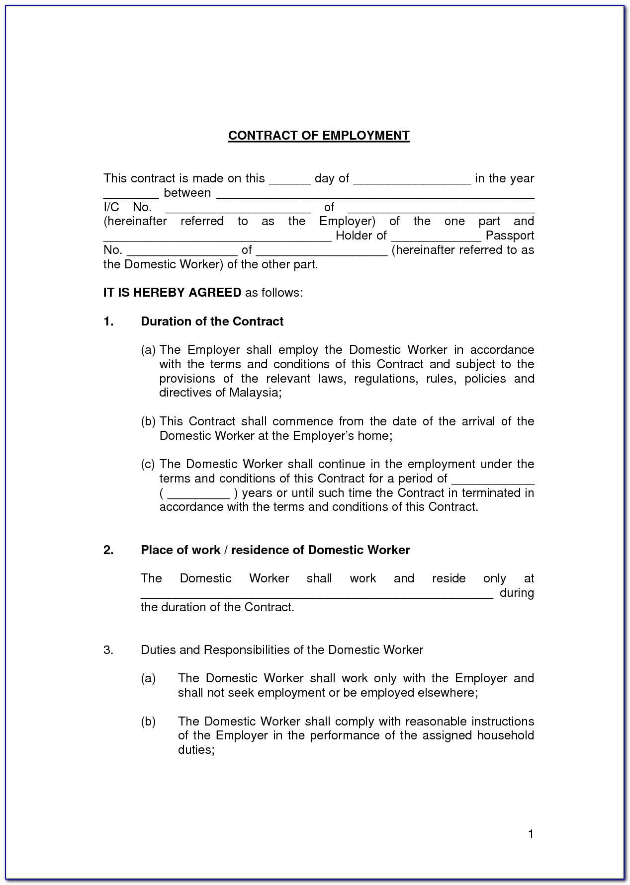 Employment Contract Agreement Letter