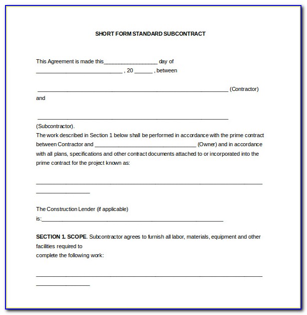 Example Contracts For Contractors