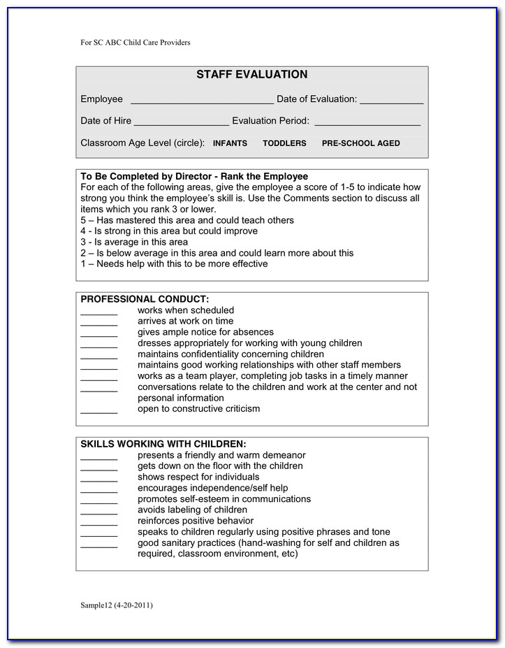 Example Of Daycare Employee Handbook