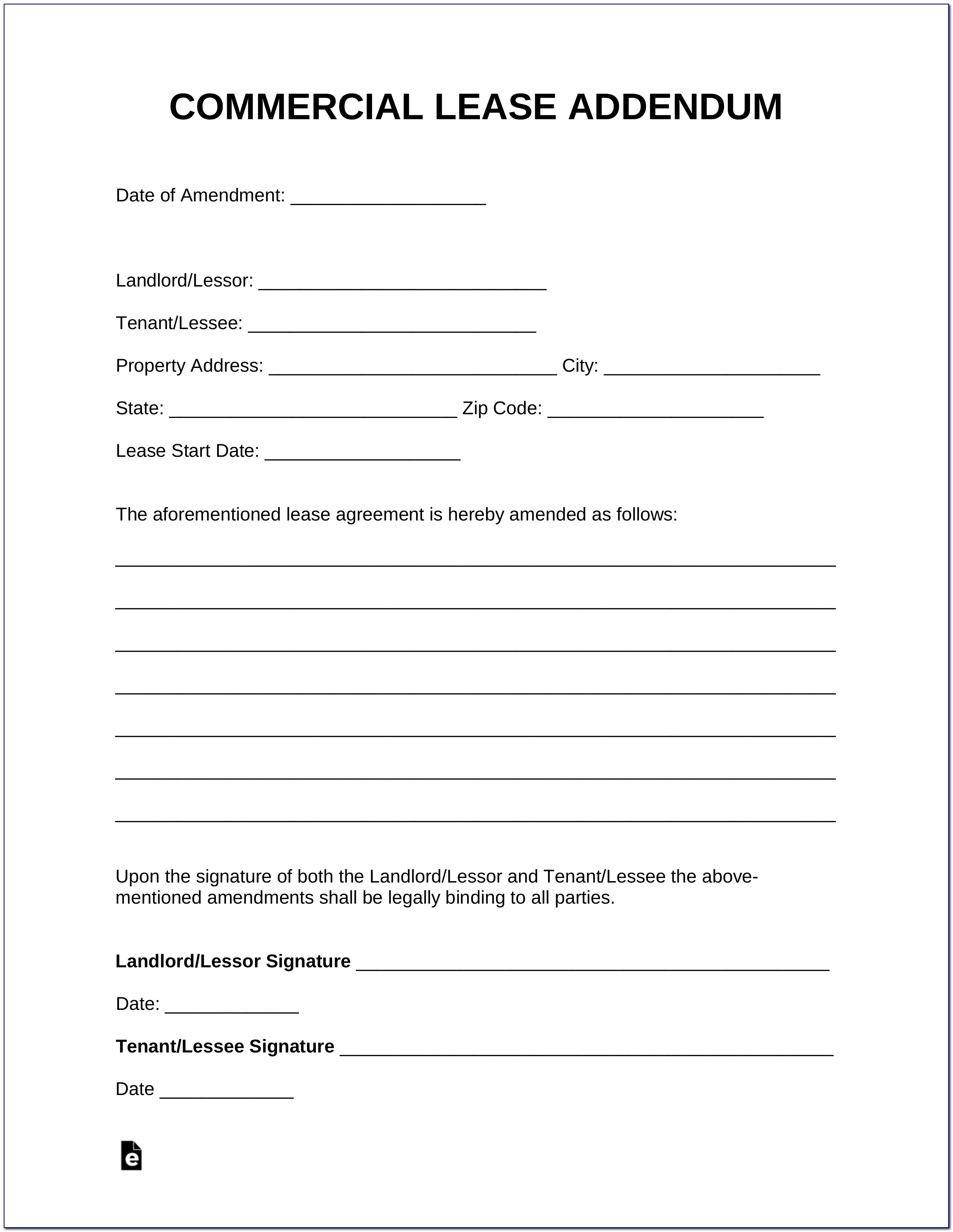 Free Commercial Property Lease Agreement Form