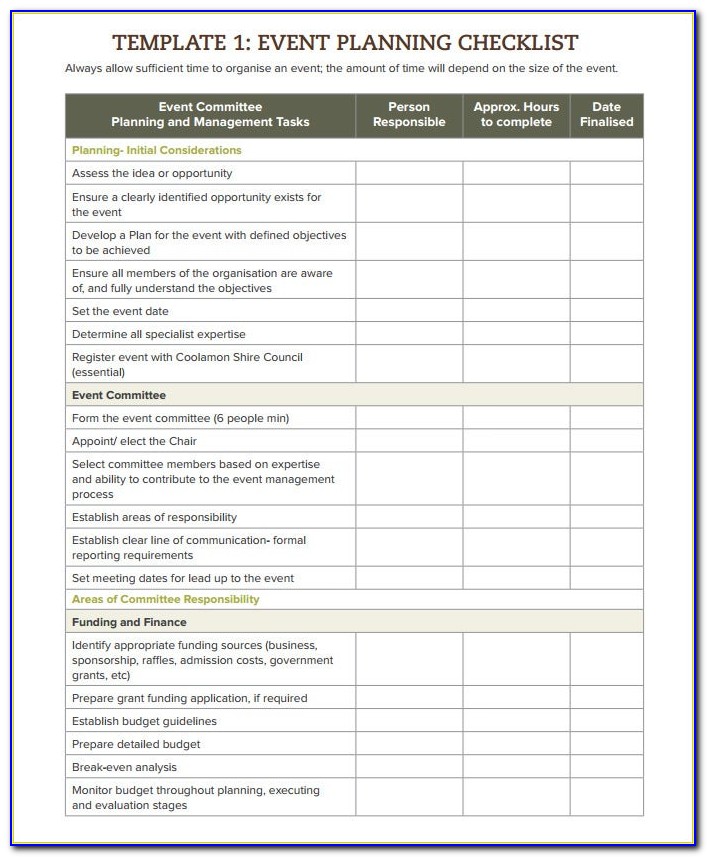 Free Conference Planning Checklist Template