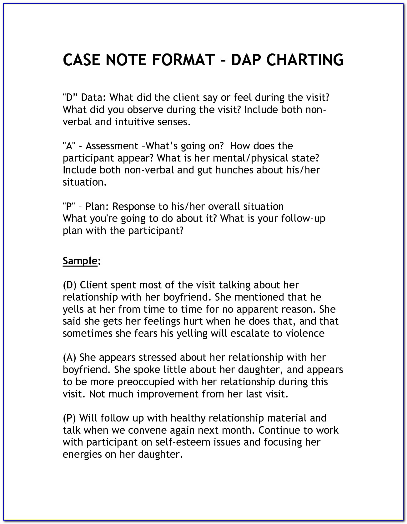 Free Counseling Case Notes Template