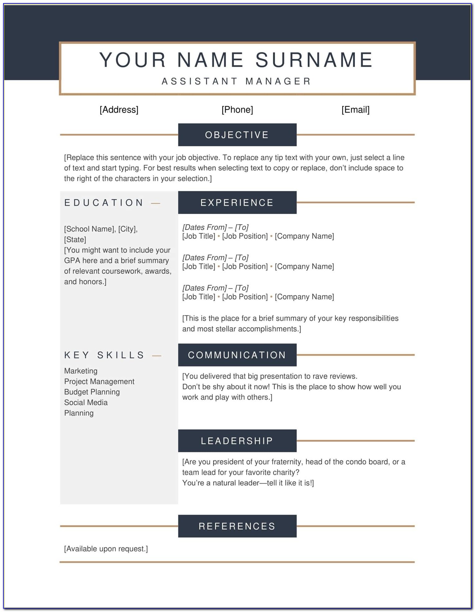 High School Resume Template Copy And Paste