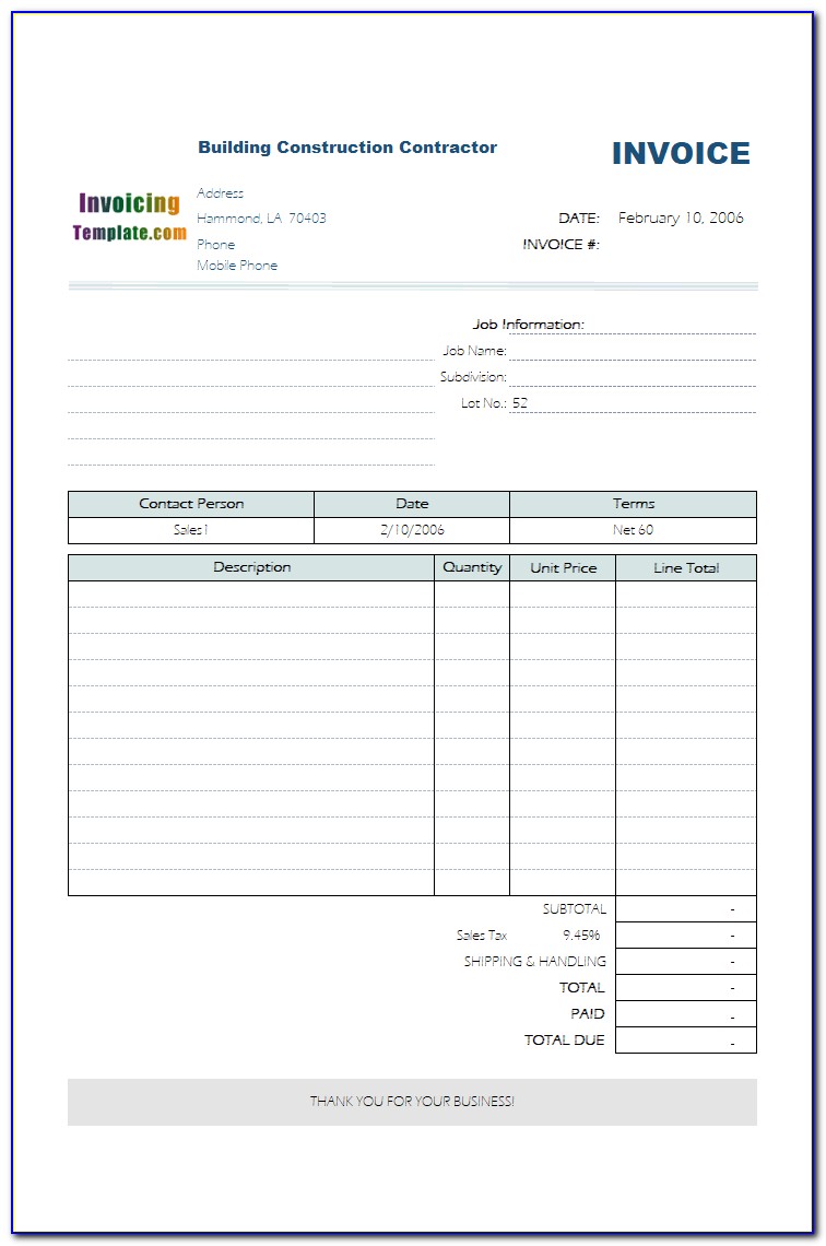 Labour Contractor Invoice Format