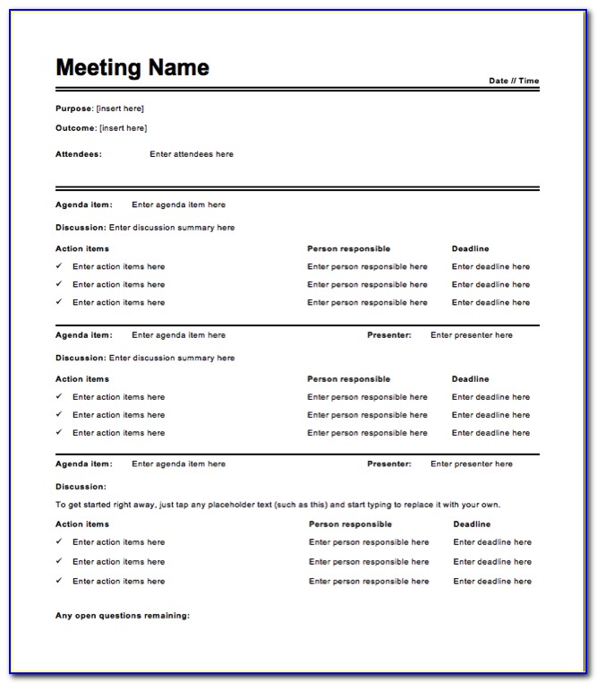 Meeting Minutes Template Word 2010