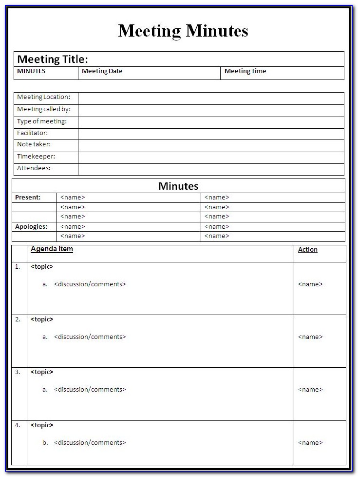 Meeting Minutes Template Word