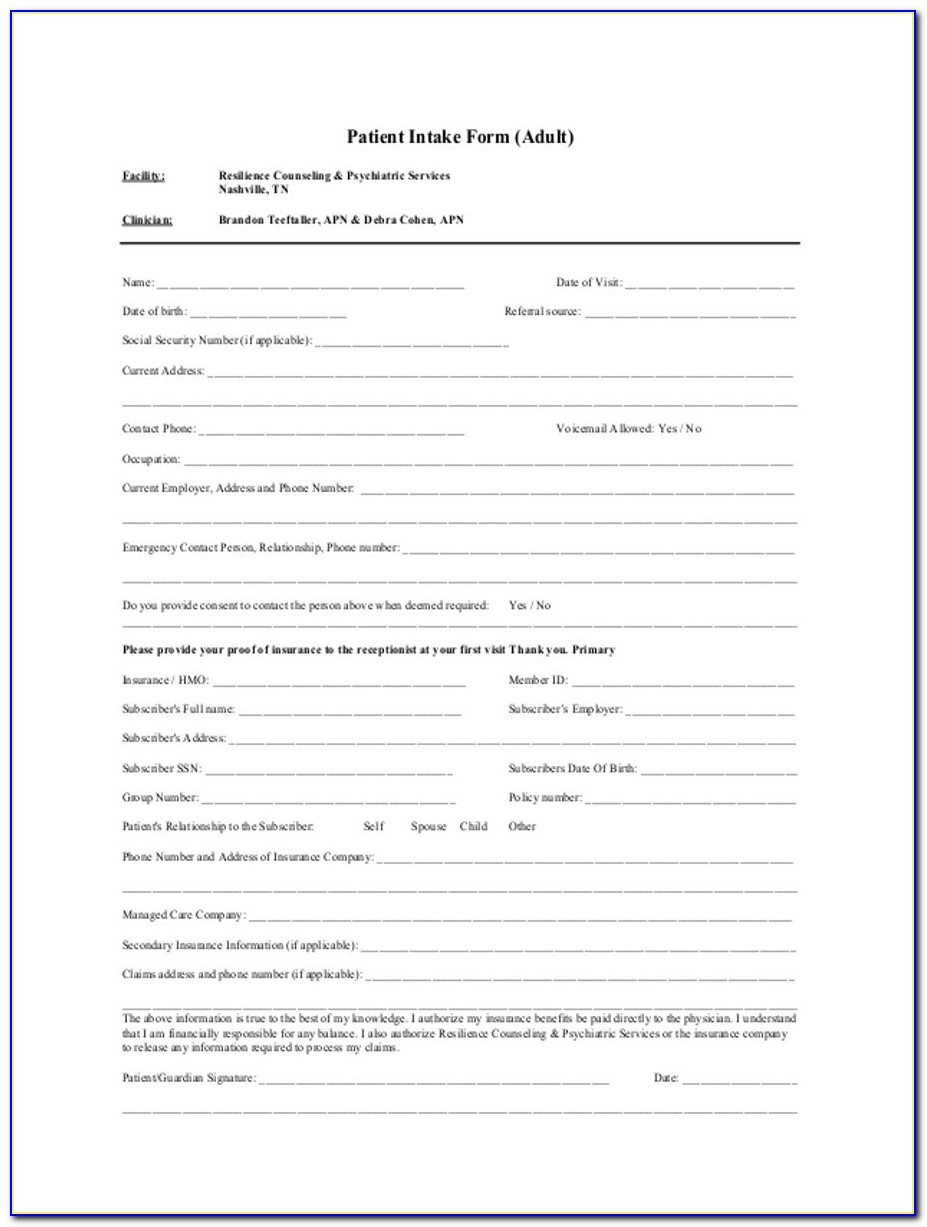 Occupational Therapy Consent Form Template