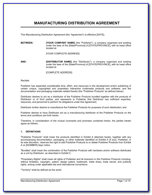 Pharmaceutical Contract Manufacturing Agreement Template
