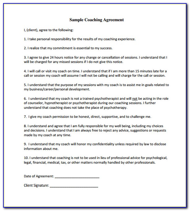 Professional Coaching Contract Template