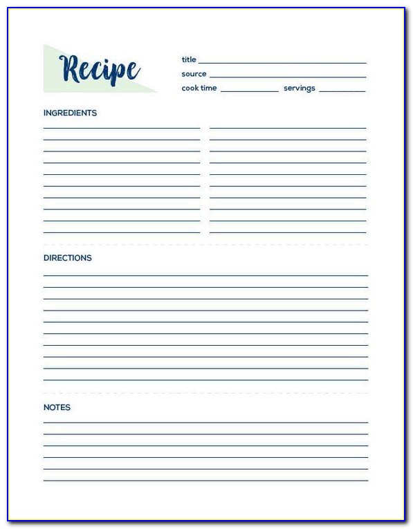 Recipe Card Template For Pages