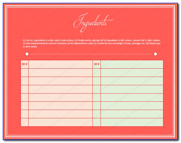 Recipe Card Template For Word Free