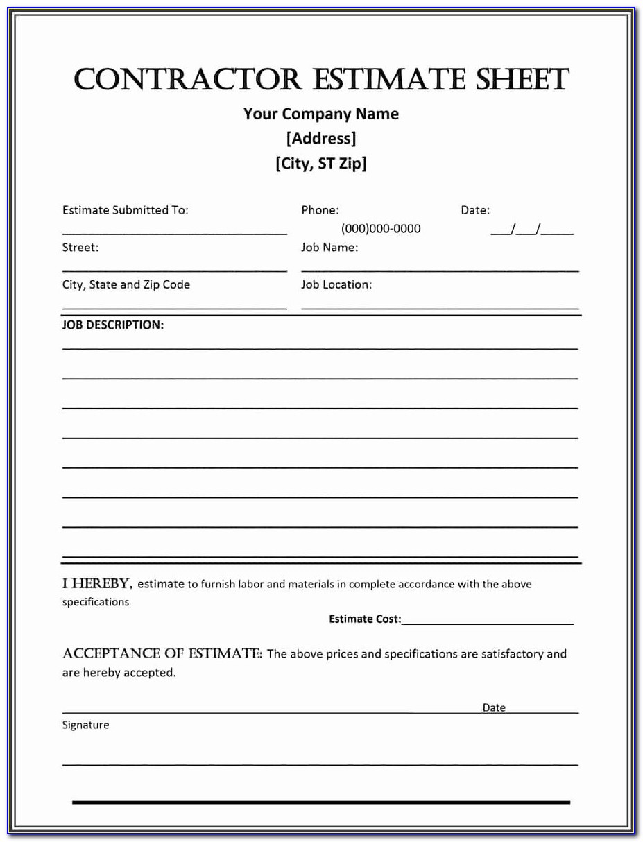 Residential Construction Contract Word Template