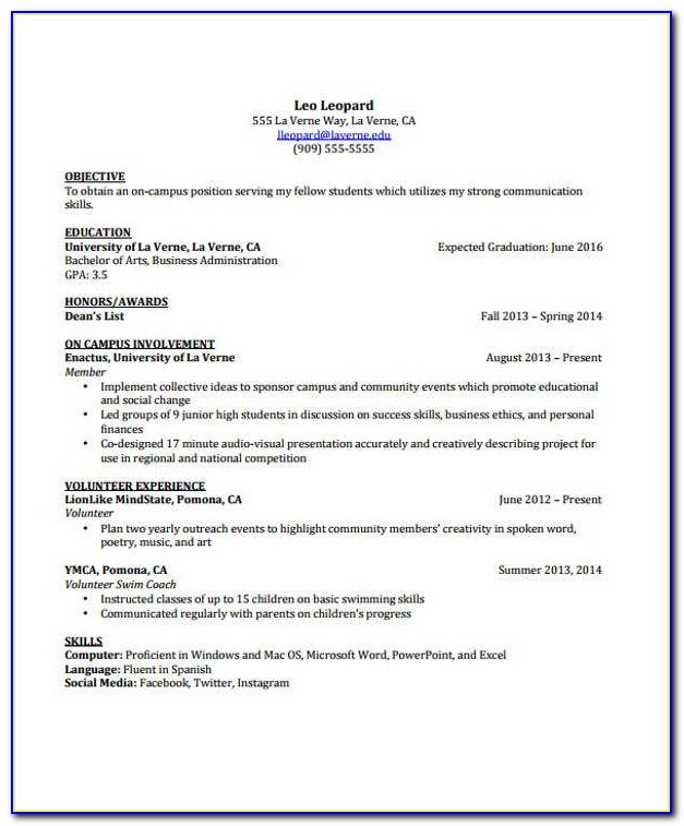Resume Curriculum Vitae Cv Format