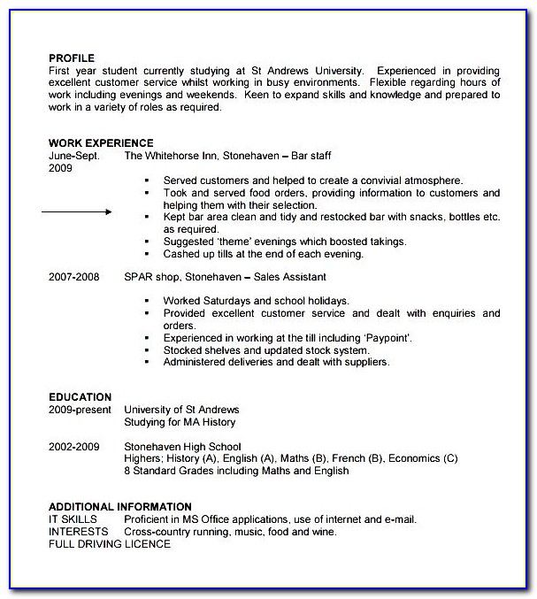 Resume Format For College Students Pdf