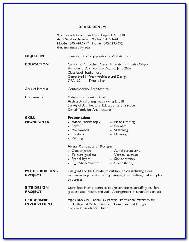 Resume Format For Engineering Students