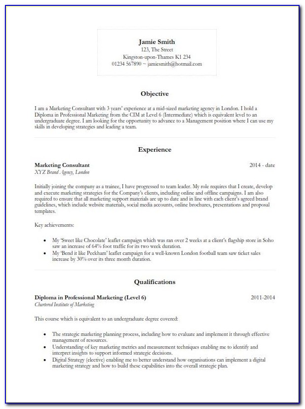 Resume Template Ms Word 2010