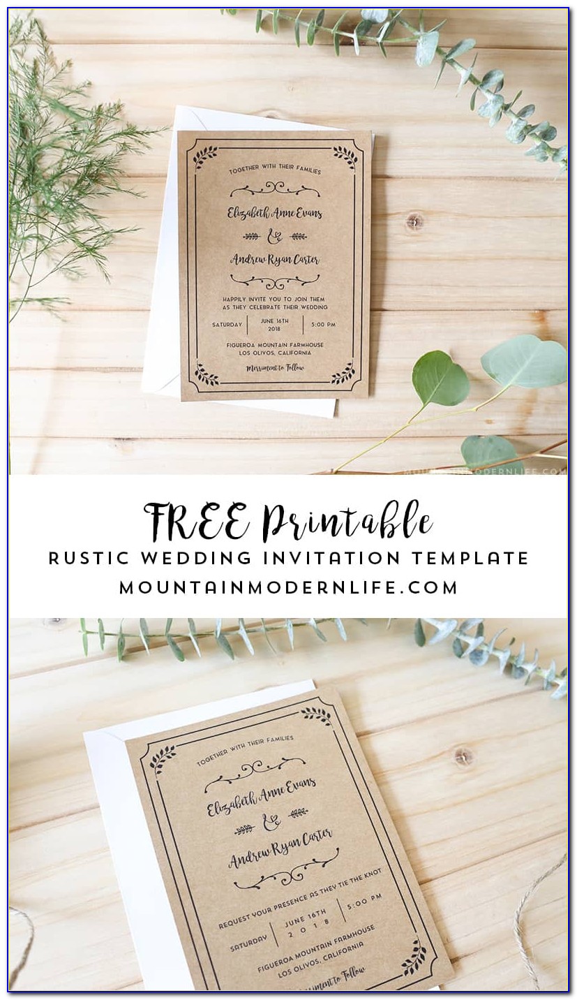 Rustic Wedding Invitation Template Free Download